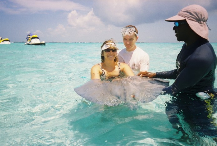 It took a solid 20 minutes to convince me to get off the jet ski and into the water.  This was terrifying!