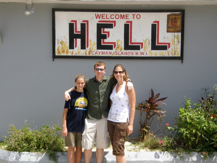 Rob, Victoria (sister), and I in Hell, Grand Cayman