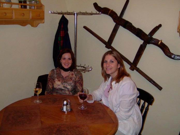 Billie and I enjoying Hungary's famous Bulls' Blood Wine